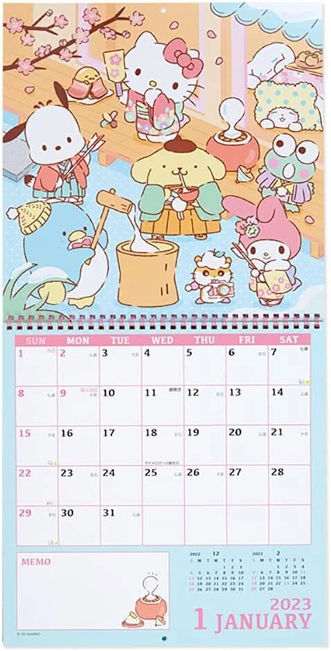 SANRIO Characters Calendar 2023 Wall L 30 x 60cm with Sticker Kawaii Sanrio  JP | eBay