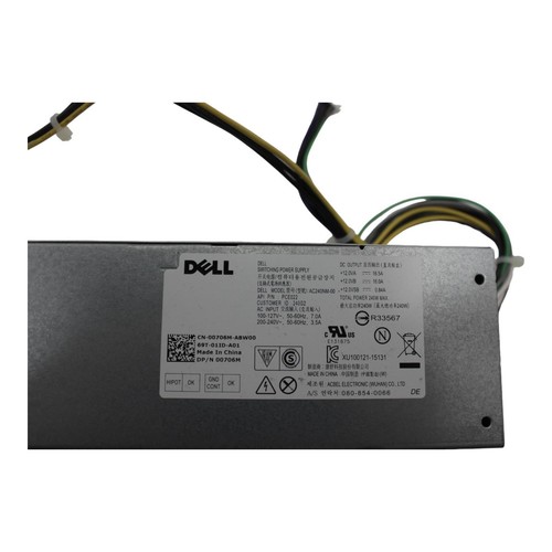 Dell Inspiron 3650 3656 Optiplex 3040 5040 240W Power Supply 0706M 00706M - Afbeelding 4 van 4