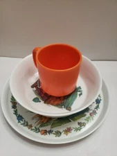 Vintage 1960’s SiLite Peter Rabbit 3pc Melamine Childs Dish Set - Plate Bowl Mug