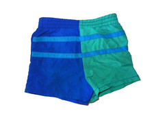 Vtg 80s 90s TEAL/BLUE Nylon SWIM SHORTS Bathing Suit Trunks Surf Beach Baby 12M