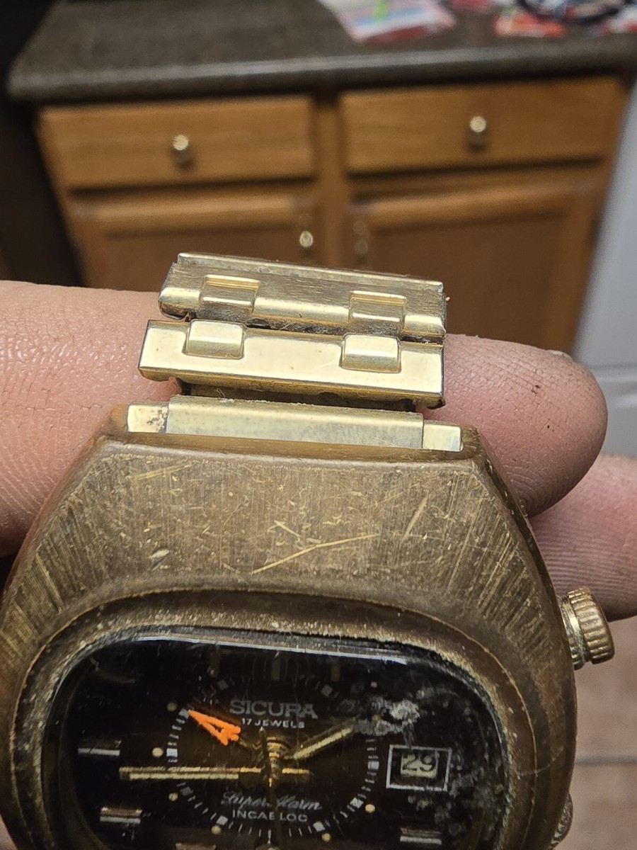 Very Rare Vintage Sicura Hand winding 17Jewels ALARM DATE Movement