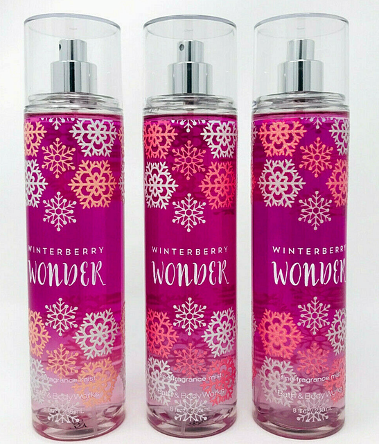 LOT 3 BATH & BODY WORKS WINTERBERRY WONDER BODY MIST FRAGRANCE SPRAY 8