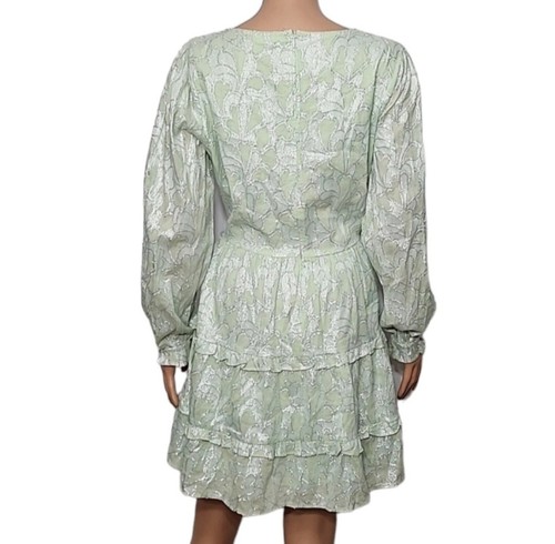 Roller Rabbit Mint Green Mini Dress L Clermont Nori Silver long sleeve - Picture 8 of 14