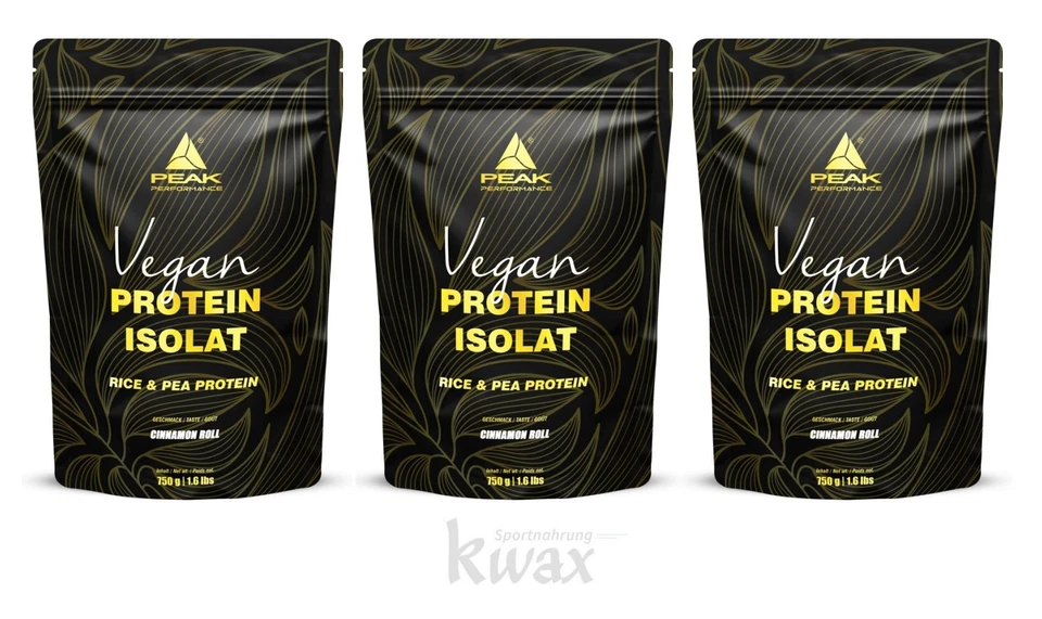 (EUR 22,08/kg) 3er-Pack Peak - Vegan Protein 3 x 750g Beutel