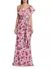 NWT Badgley Mischka Floral Bow-Bodice Gown Sz 4- 990