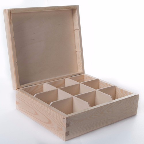 4/6/8/9/12 Compartments Wood Jewellery Storage Chest Boxes / Wooden Tea Bag Box - Picture 25 of 39