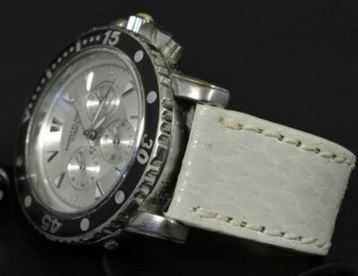 MA WATCH STRAP 22 20 18 MM WHITE CREAM GENUINE AYERS SNAKE SKIN HANDMADE BAND