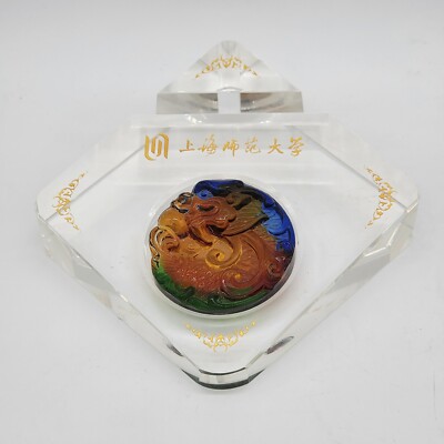 Shanghai Normal University Desk Crystal Glass Card Picture Holder
