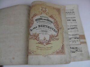 sehr alte Noten Beethoven 3 Sonaten für Klavier Violine um 1845 L. Holle Verlag