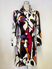 Marccain Multi Coloured Print Cotton Blend Coat Size N4 Uk 14