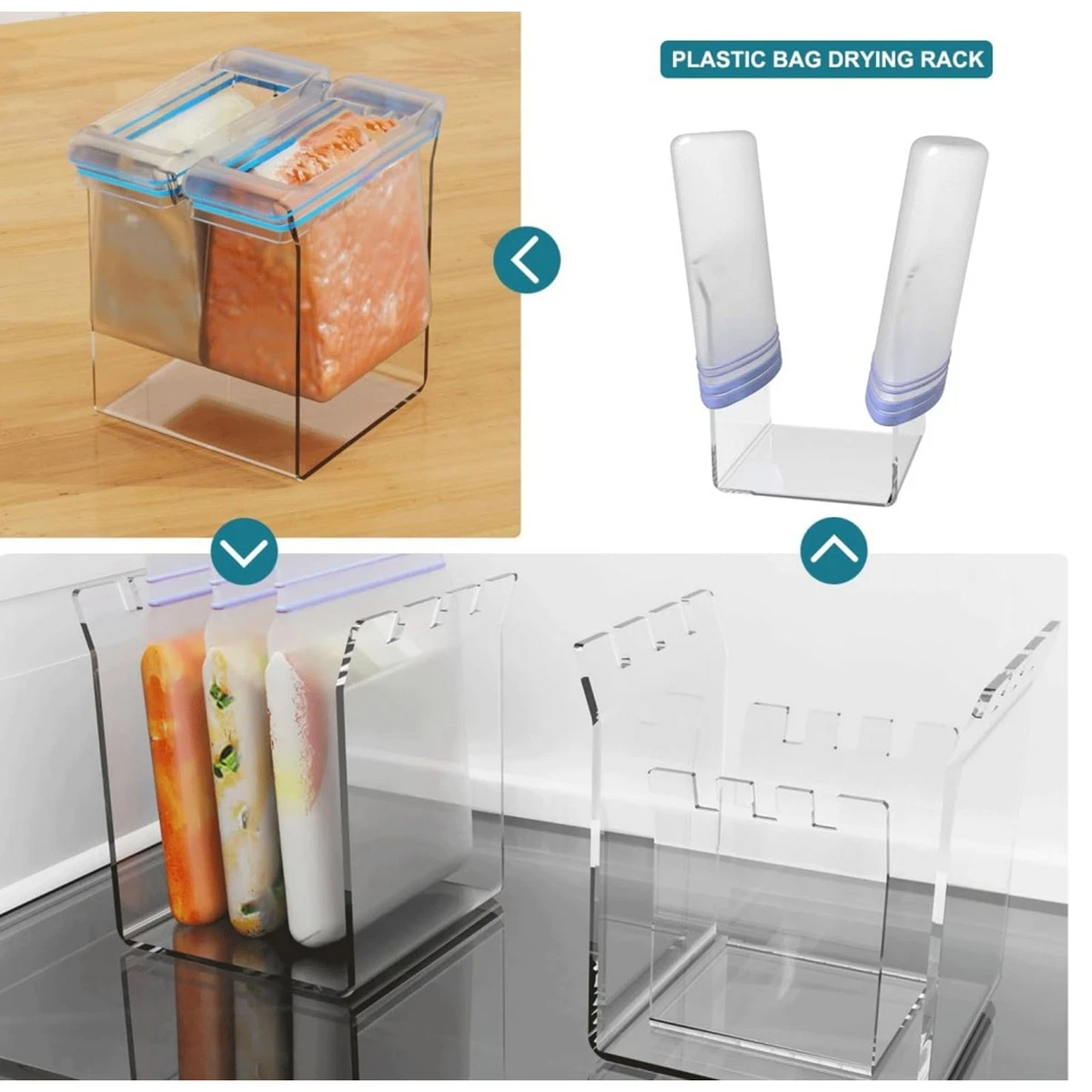 Filling Freezer Bag Stand Ziplock Bag Holder Acrylic For Home