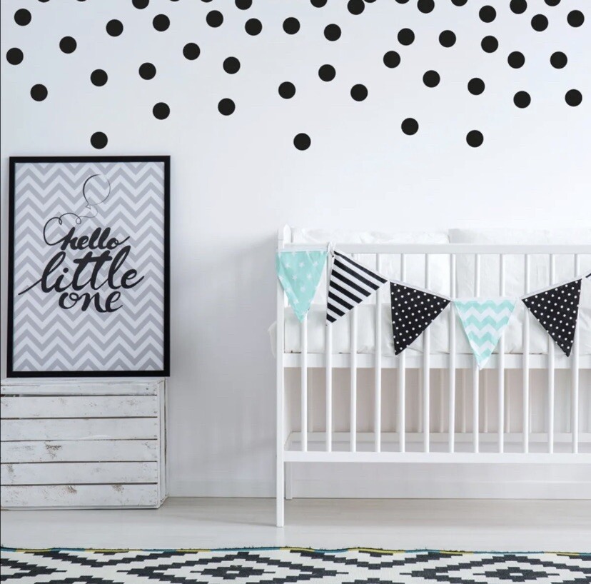 72 Polka Dot Wall Sticker Decal Matt Black Vinyl Decor Spots Nursery ...