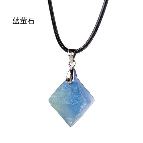 Natural crystal fluorite octahedral pendant necklace jewelry Reiki healing gift - Picture 7 of 9