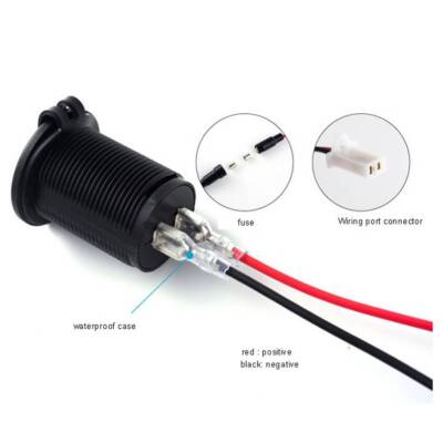 positive negative cigarette lighter socket wiring 12V Male Car Plug Connector with Fuse & Red LED outs of 12 volt accessories 12V-24V Waterproof Cigarette Lighter Socket