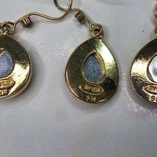 AVON SH Vintage Citrine Teardrop & Rhinestone Necklace and Earring Set - Picture 9 of 10