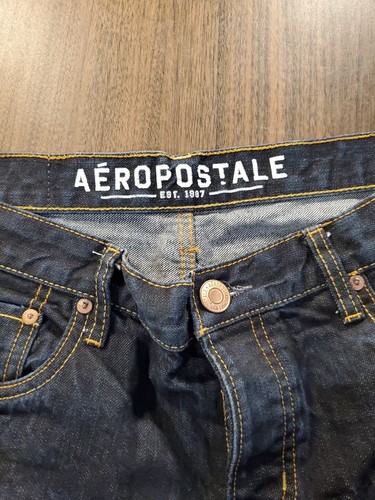 Aeropostale Jeans Mens Size 33/34 34/34 Slim Straight Button Fly Denim Dark - Picture 6 of 8