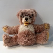 Vintage Steiff Zotty Teddy Bear Open Mouth Mohair Germany Yellow Ear Tag Remnant