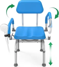 Swivel Shower Chair Strong Aluminum 350 LBS Limit - New Design  Adjustable