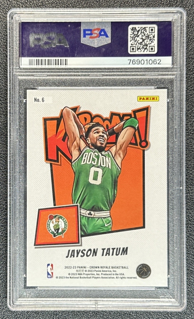 JAYSON TATUM PSA 10 2022 PANINI CROWN ROYALE #6 VERTICAL KABOOM! SSP CELTICS view 2