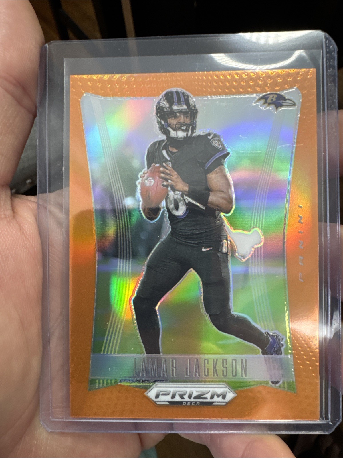 2024-25 Panini Prizm Deca Football Lamar Jackson Orange /49 Ravens Qb