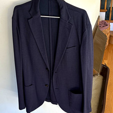 Uniqlo Men s Navy Solid Notch Lapel Casual Blazer Jacket Size L Regular