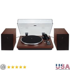 Bluetooth 3 Speed Turntable RIAA Preamp Pitch Control RCA Outputs 100W Speakers