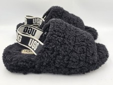 UGG Fluff Yeah Slide Slippers Womens Size 6 Black Shearling Fuzzy Cozy