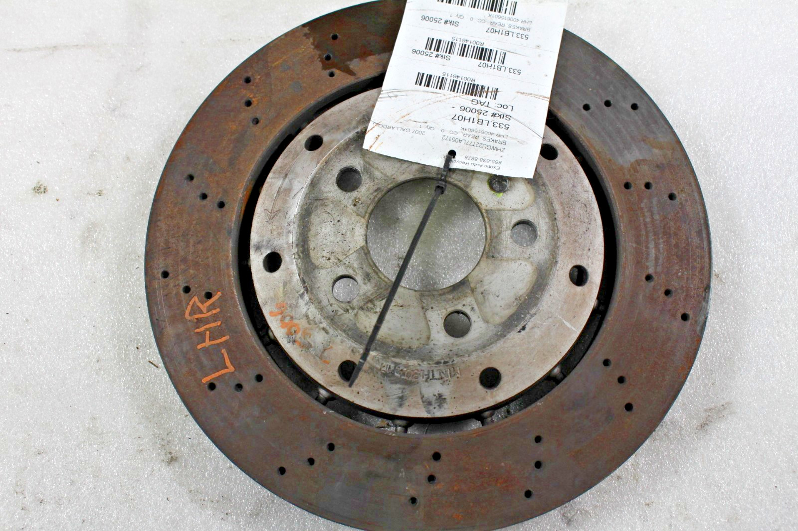 Lamborghini Gallardo Coupe, Spyder, LH, Rear Brake Rotor, Used, P/N 400615601C