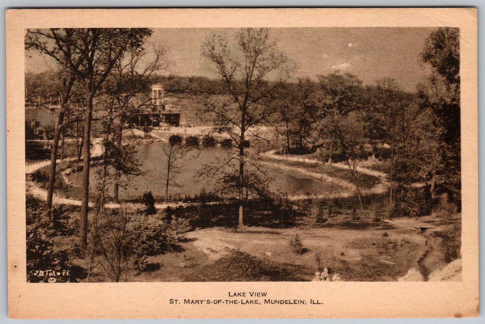Antique Postcard St Mary's Seminary Lake Mundelein, IL 1910s