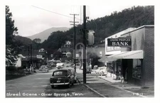 Oliver Springs TN Street Scene With Union Peoples Bank RPPC Photo Postcard COPY