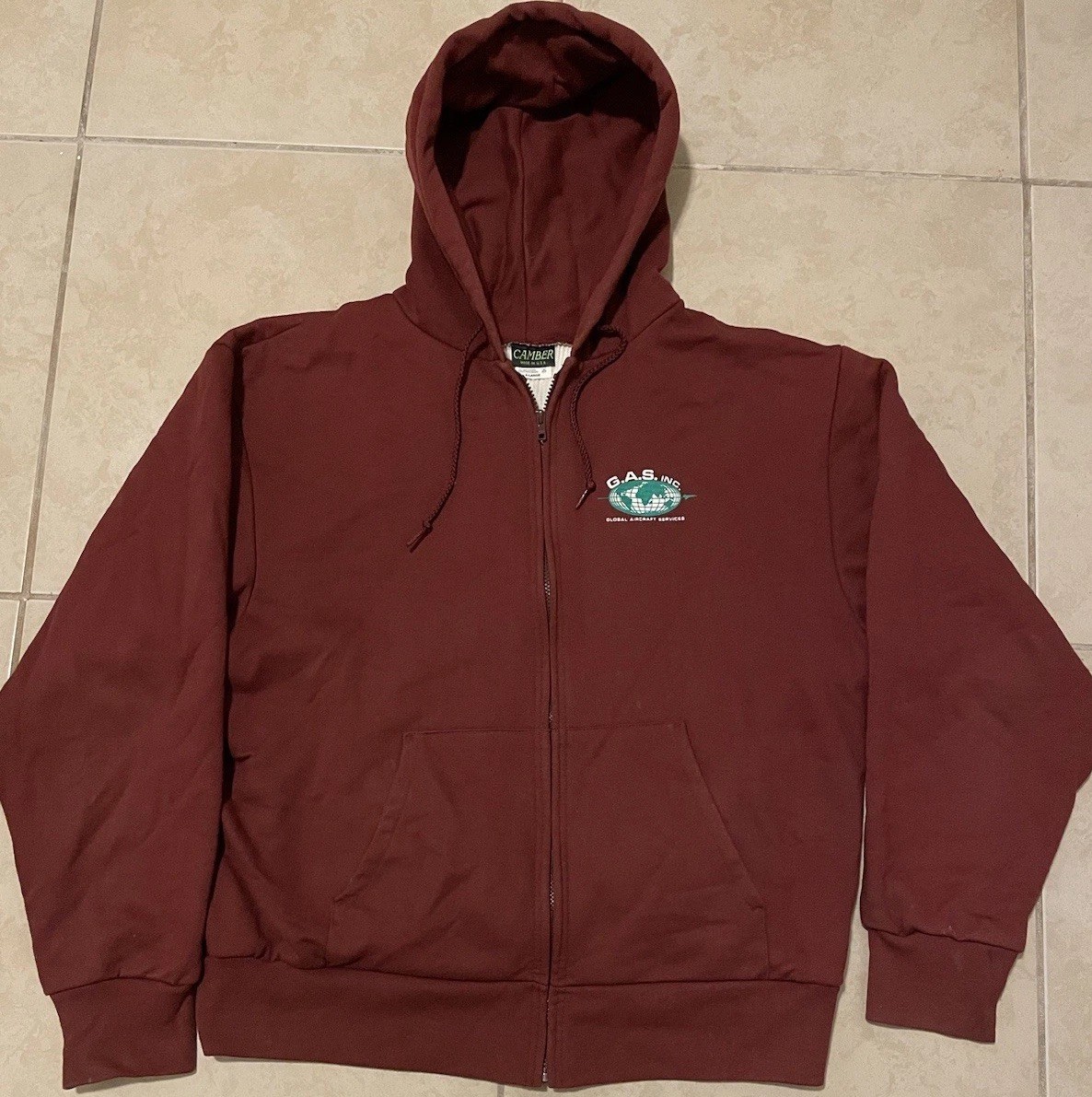 Vtg 90s Camber Faded Waffle Lined Thermal Zip Hoodie XL USA