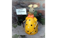 Gartenfigur Zaunhocker Maus Willkommen Dekofigur Gartendeko Landhausstil
