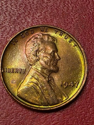 BEAUTIFUL  STUNNING   MS 1947-P Lincoln Wheat Cent Penny GEM  RED IRIDESCENT BU