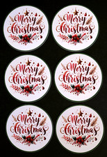 Beautiful DIE CUT CARD TOPPERS Merry Christmas Greetings Round Cardmaking
