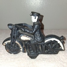 1930s Vintage Cast Iron Motorcycle Toy 6  X 4   Wheels Turn