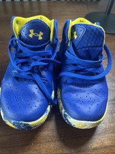Under Armour Unisex-Child Boys Jet '21 Basketball Shoe, Blue Yellow 1Y