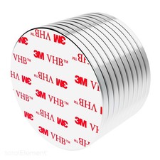 1 x 1/16 Inch Neodymium Rare Earth Disc Magnets N52 with Adhesive 10 Pack
