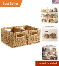 Versatile Wicker Baskets with Built-In Handles - Ideal for Home Organization
