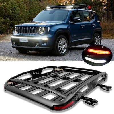50'' Roof Rack Cargo Basket Carrier Cross Bars w/ LED For JEEP Renegade 2015-2026