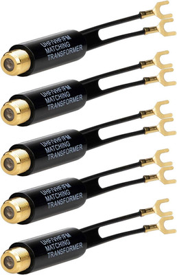 Ancable 5-Pack Gold Plated - 75 Ohm to 300 Ohm Adapter - UHF/VHF/FM Balun Transf
