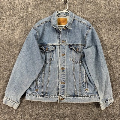 Vtg Levis Jacket Mens Large Blue Denim Long Sleeve Button Trucker 90s 70507-0389