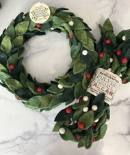 Trader Joe's Handcrafted Felted Wool Garland 9ft AND MATCHING FELTED WREATH XMAS