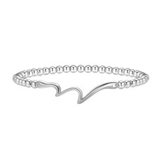Valentines Day Gifts for Women Her - Silver Plated Beaded Stretch Handmade  - 05