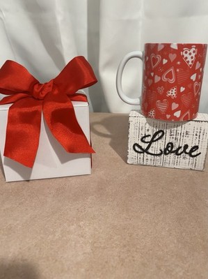 New Gift Coffee Mug Red & White Hearts Love Sickness Healing Prayer Fast Ship