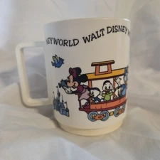 Vintage 1970s Deka Walt Disney World Train Cup Mug Kids Plastic Elizabeth NJ