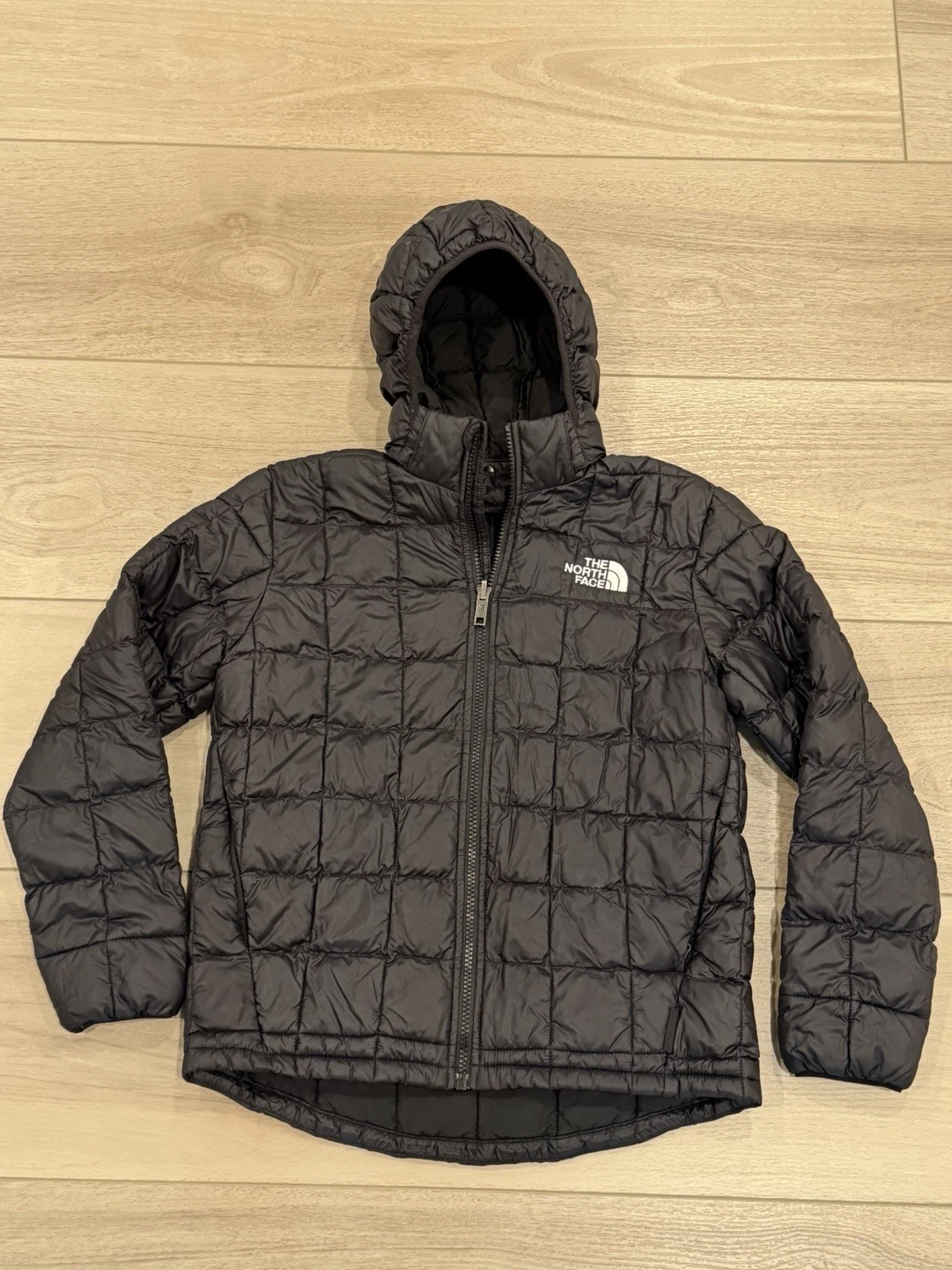 The North Face Thermoball Hooded Puffer Jacket BOYS Large 12 Black Quilted
