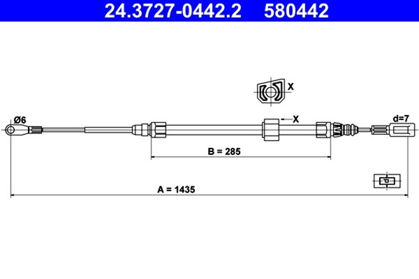 Ate Bremsseil Seilzug Feststellbremse 24.3727-0442.2 FüR Mercedes Vw 2DD 2DH 2DA-image