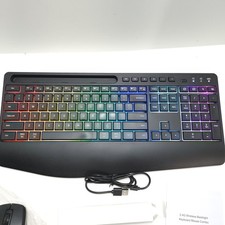Wireless Keyboard and Mouse Combo - 9 Backlit Effects, RGB, Ergonomic Wrist Rest