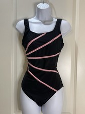 Robby Len Vintage One Piece Swimsuit Black And Pink Size 12 89