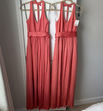 Set of 2 WHITE by Vera Wang Sunset Halter V-Neck Bridesmaid/ Event Dress Size 2